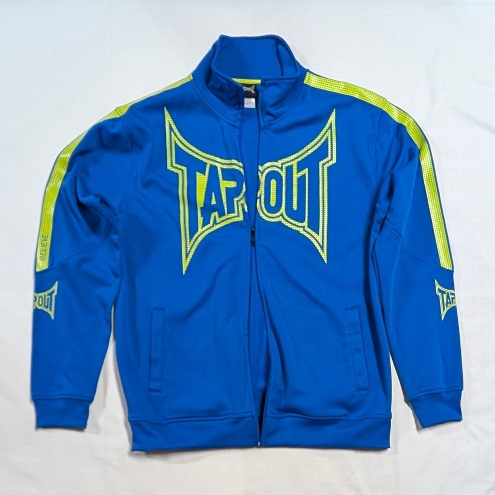 Tapout Mens XL Blue Lime Green MMA Track Jacket Full Zip RN130323